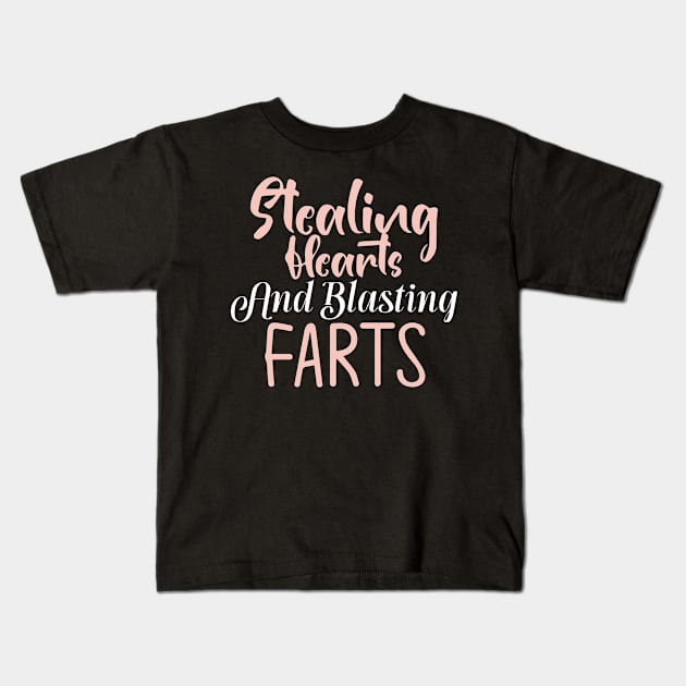 Stealing Hearts & Blasting Farts Kids T-Shirt by pako-valor